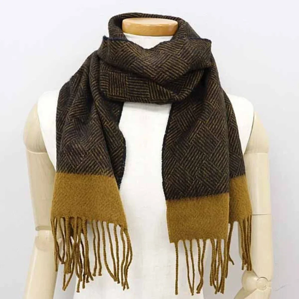 Christian Dior Monsieur Lamb's Wool Scarf Black Brown - Picture 5 of 6